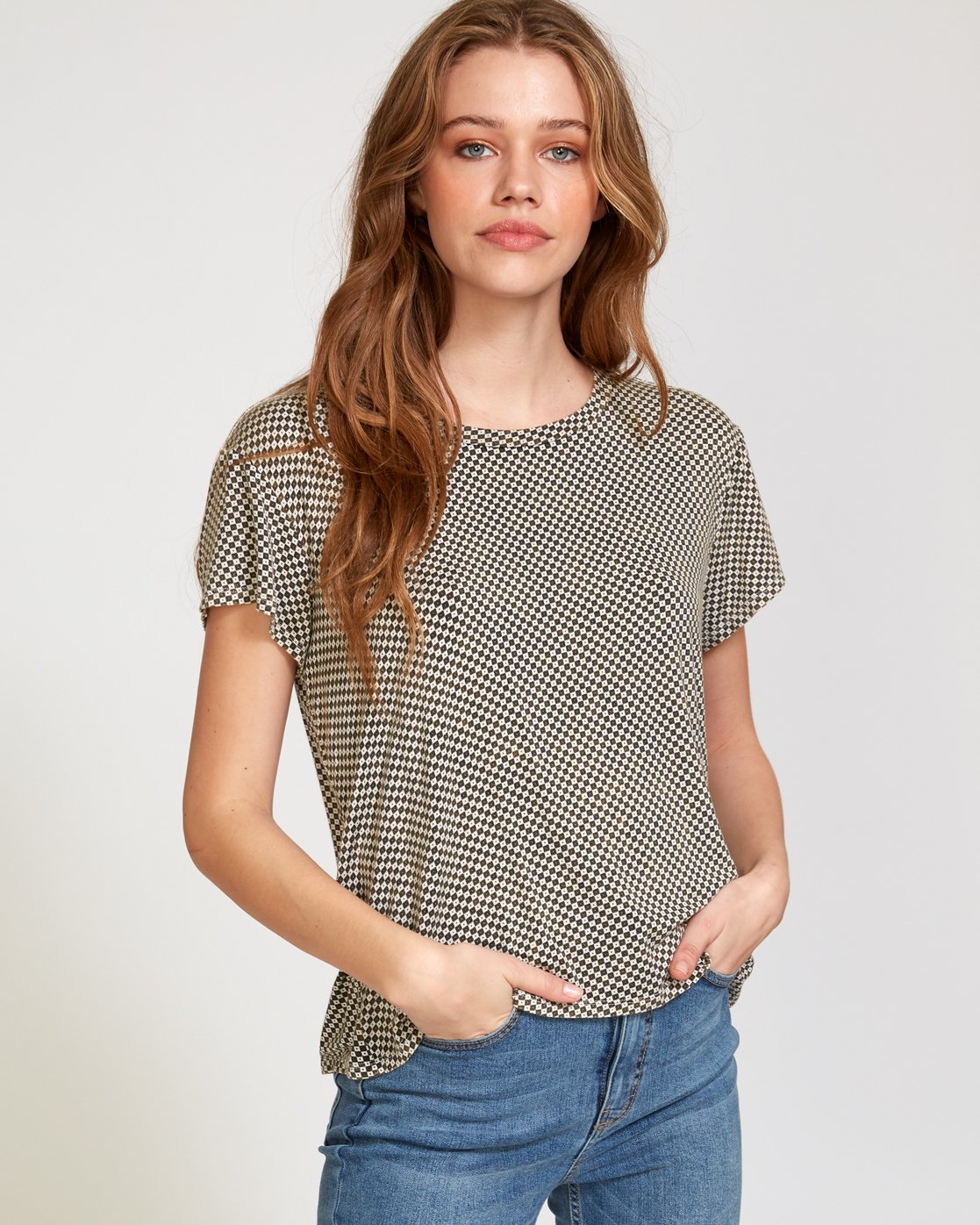 RVCA Womens Suspension Short Sleeve Crew Neck Shirt