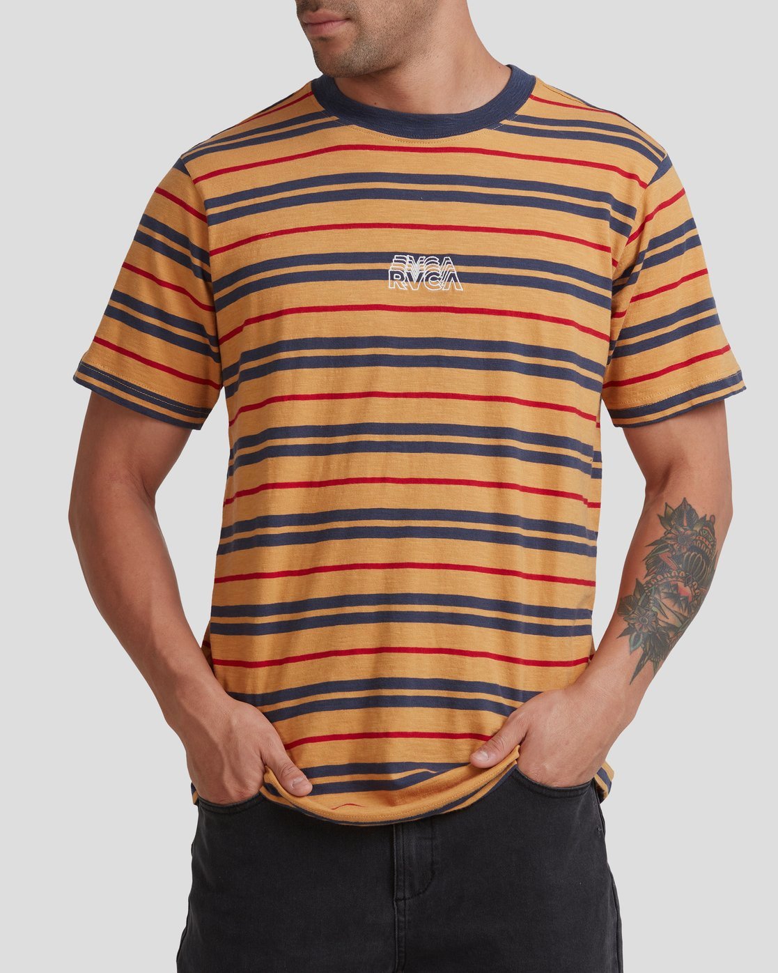 RVCA SHADOW STRIPE SHORT SLEEVE TEE 9352315421775 | RVCA