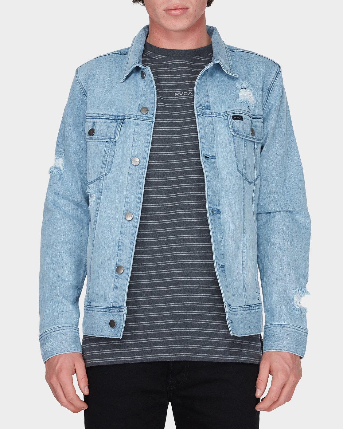 RVCA DISTRESSED DENIM JACKET 9352315024723 | RVCA