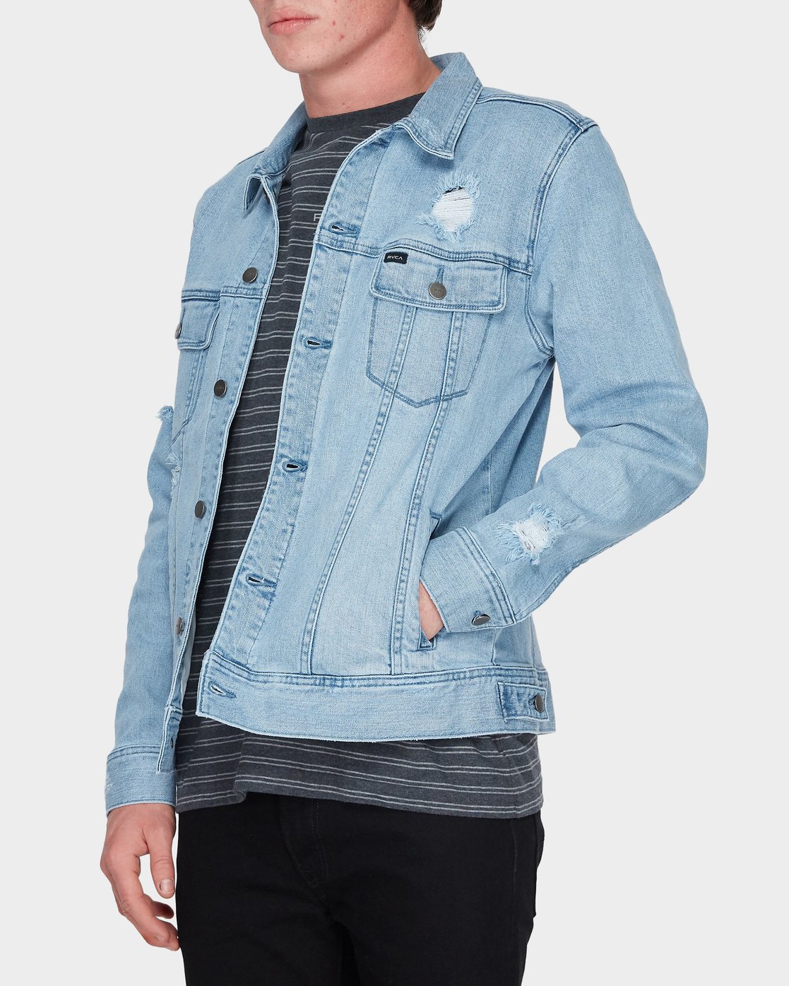 Rvca Distressed Denim Jacket 9352315024723 