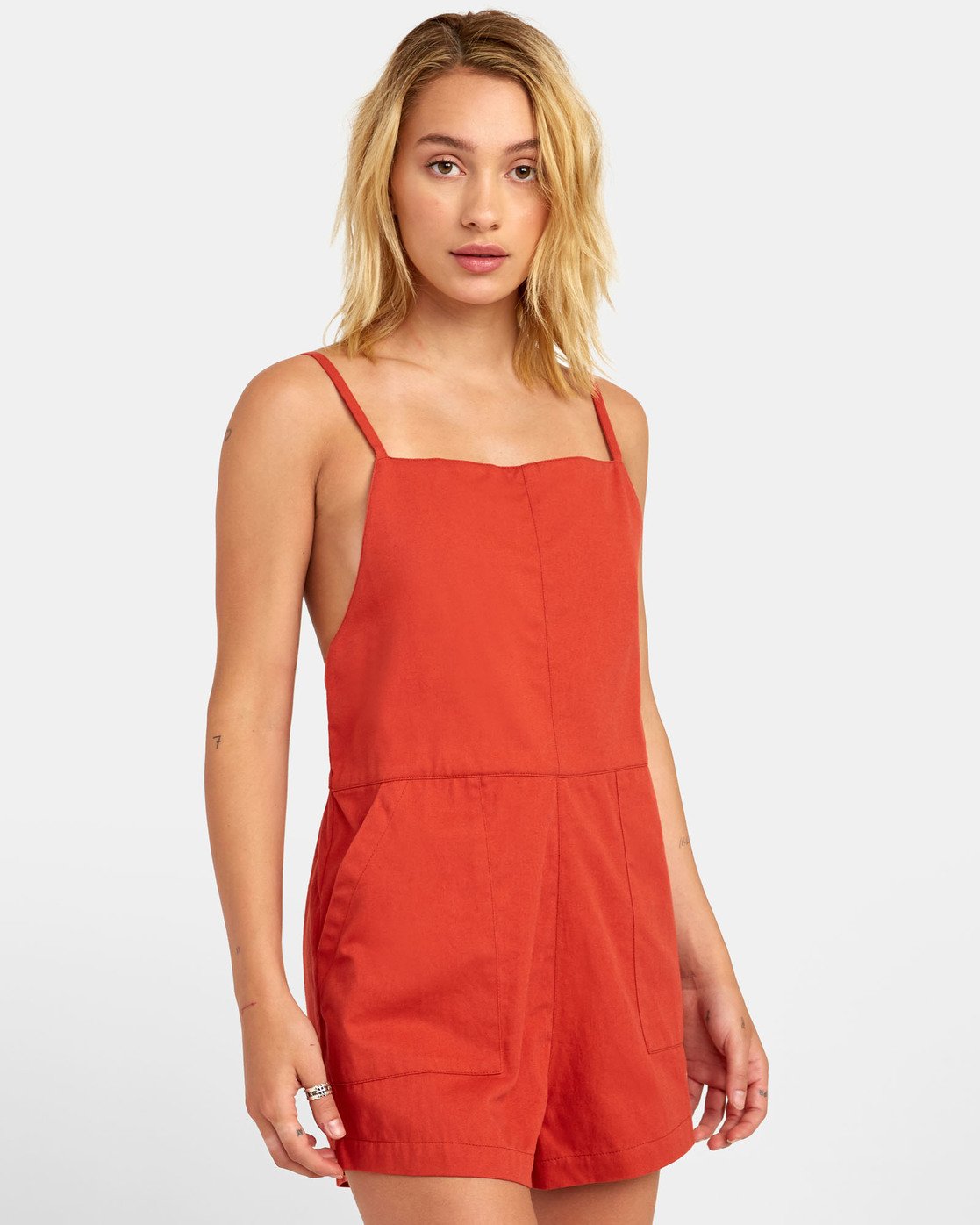 coral romper womens