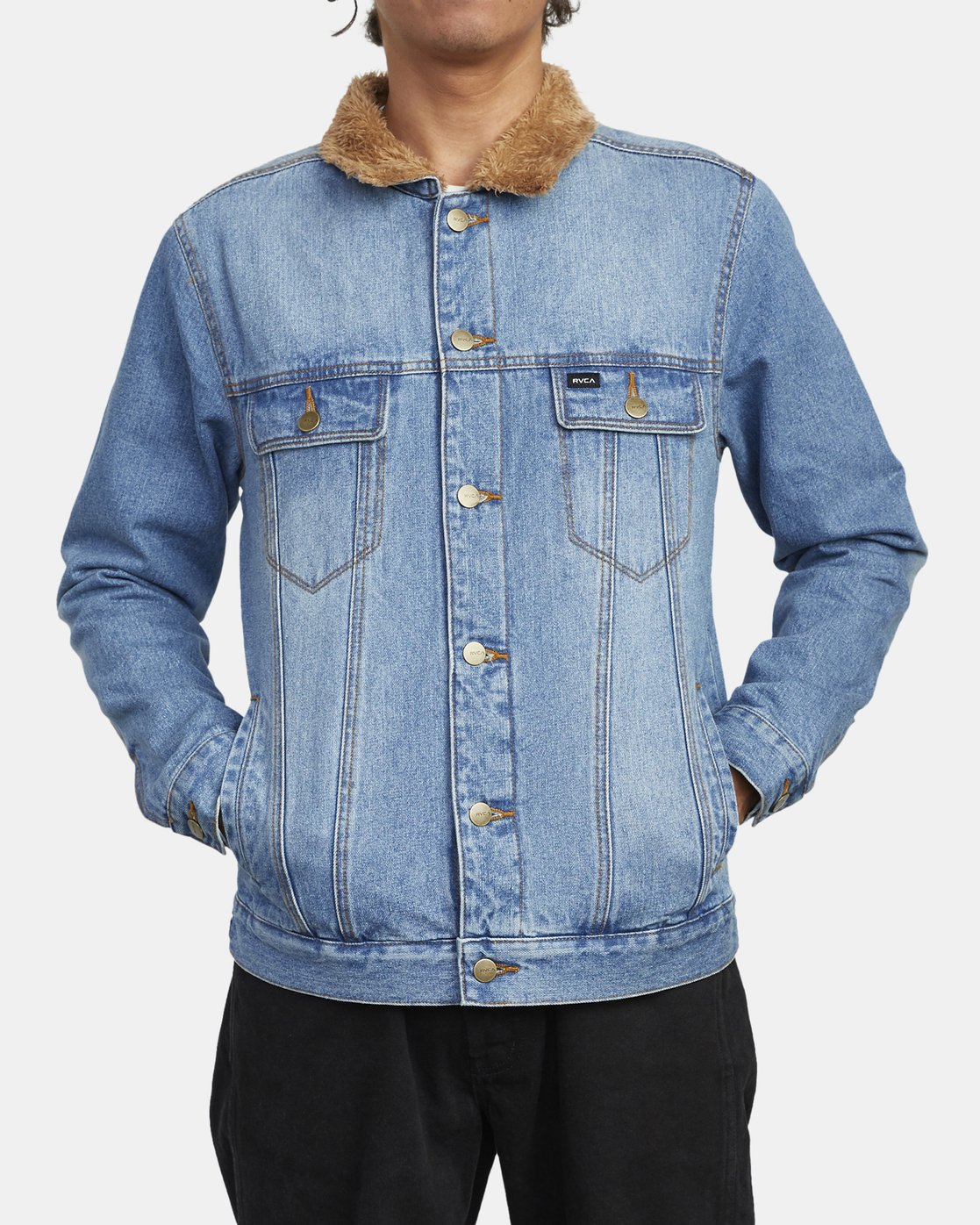blue denim sherpa jacket