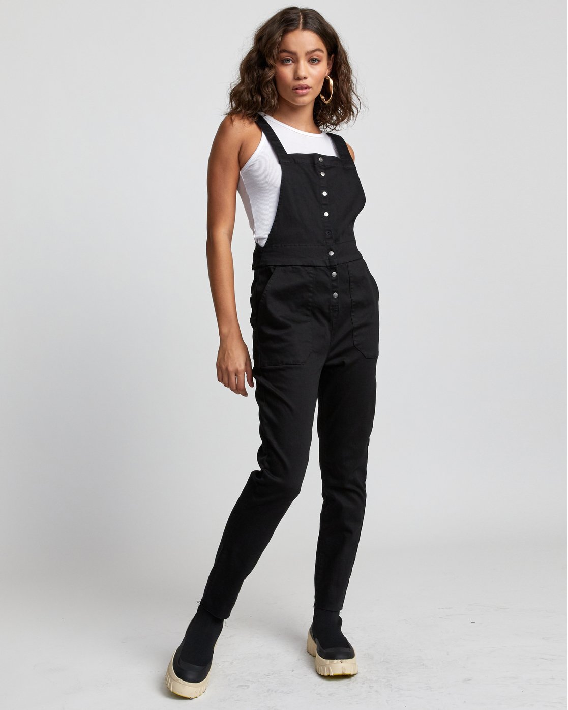 black slim overalls