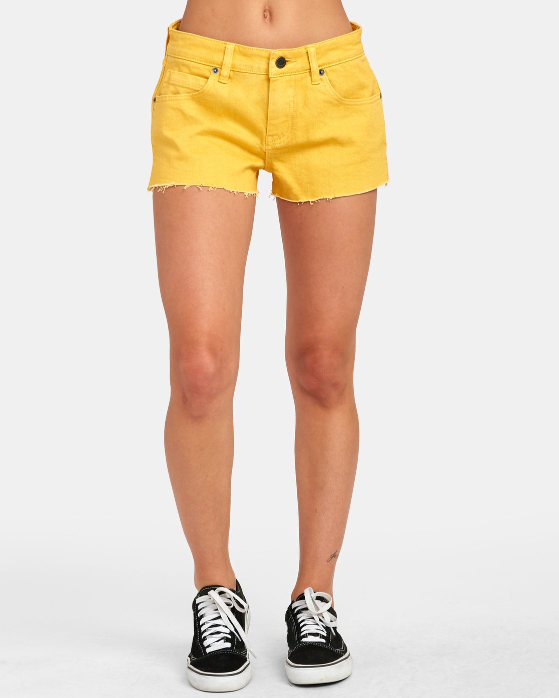 yellow denim shorts