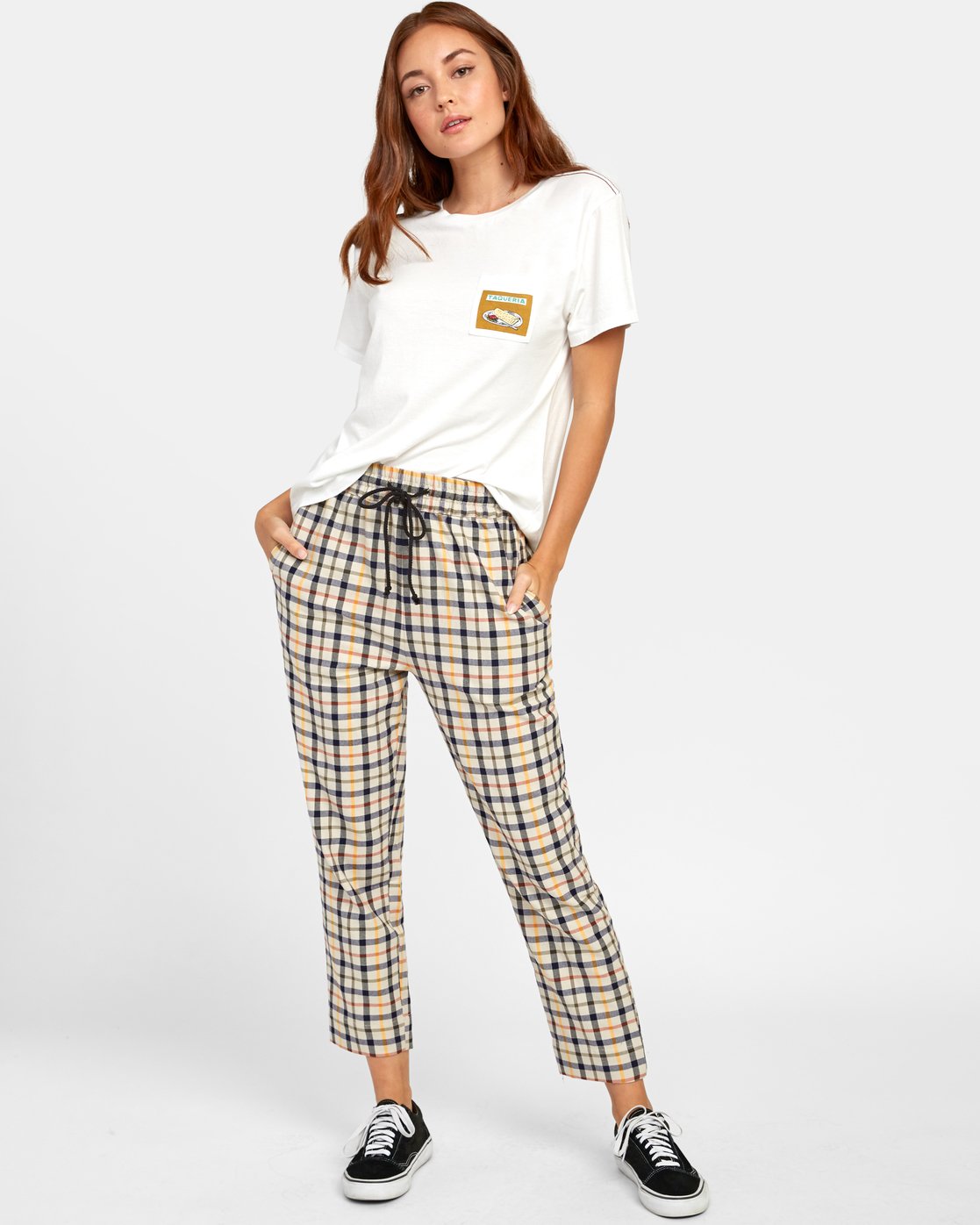 plaid high rise pants