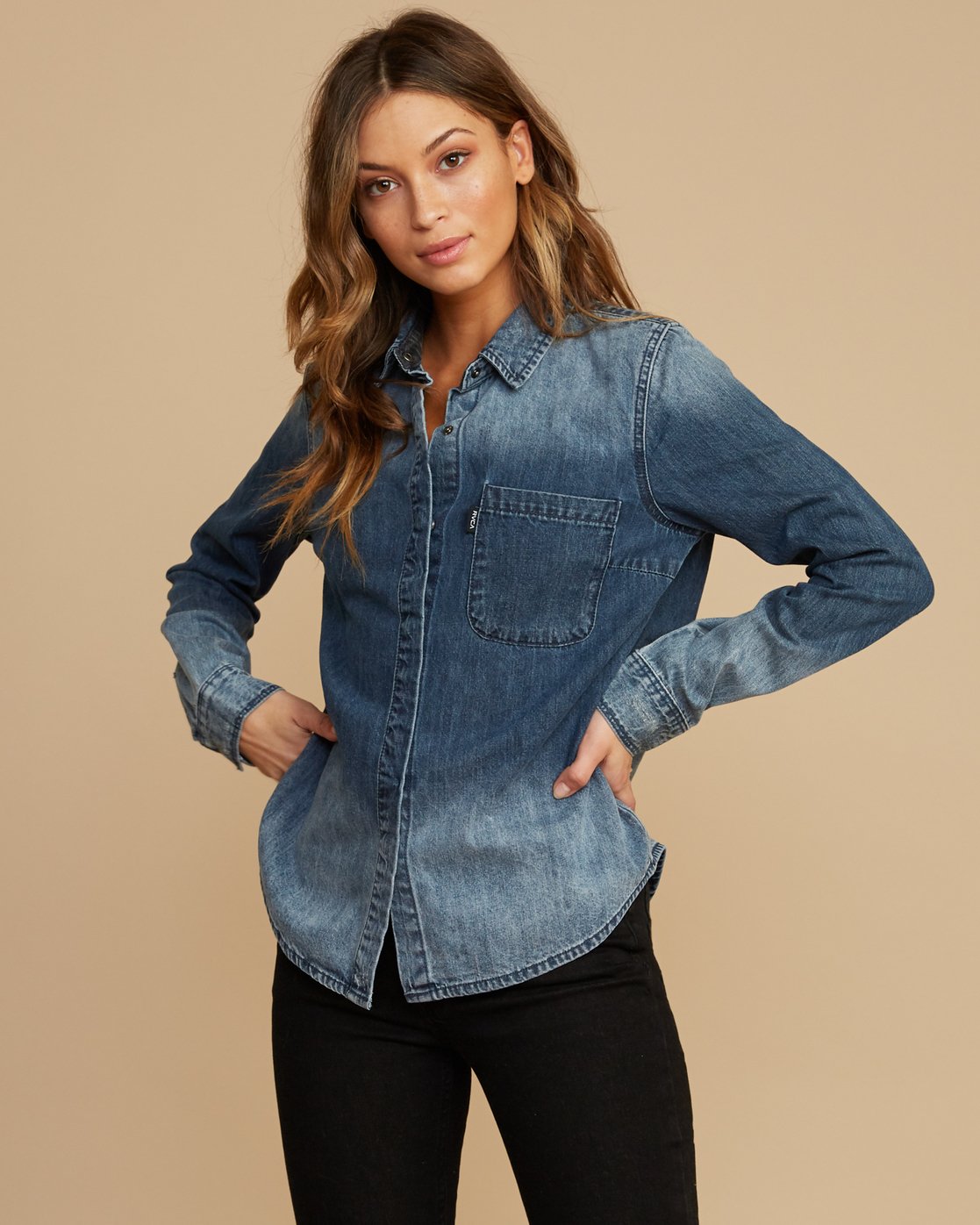 rvca denim shirt