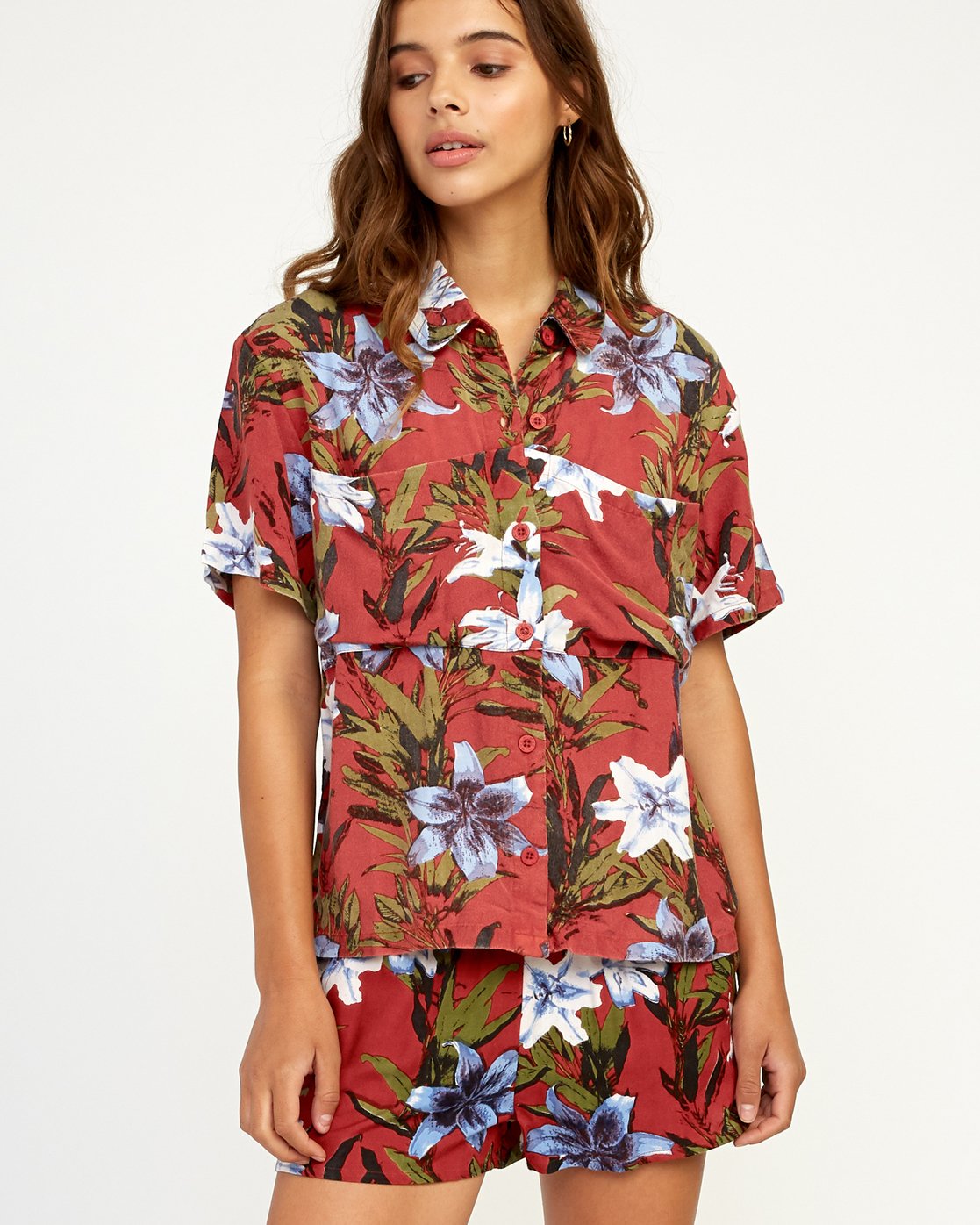 floral button up shirts womens