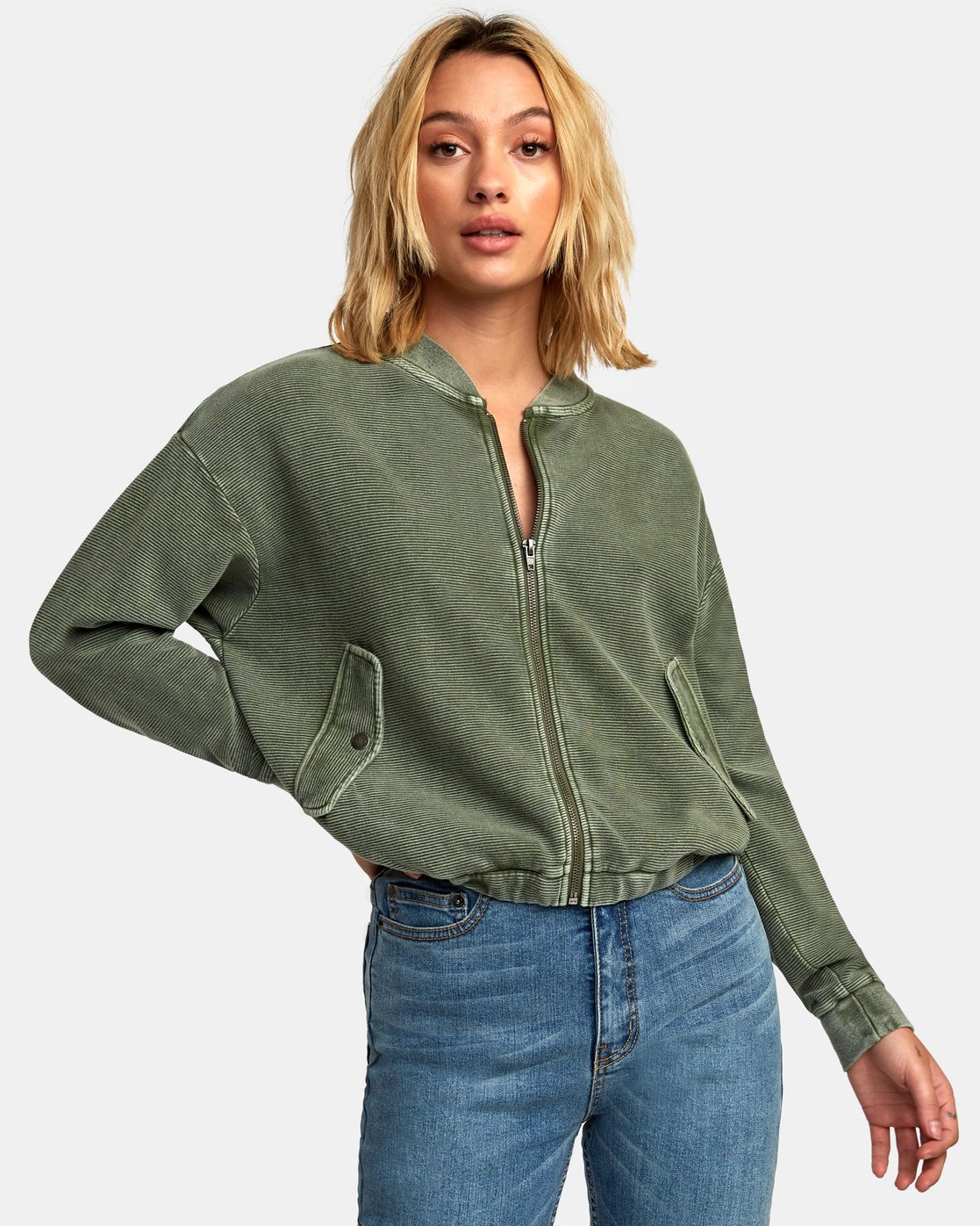 RVCA Womens Flock Ribbed Bomber Jacket