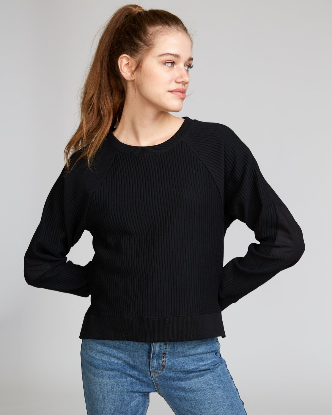 black fleece sweatshirt