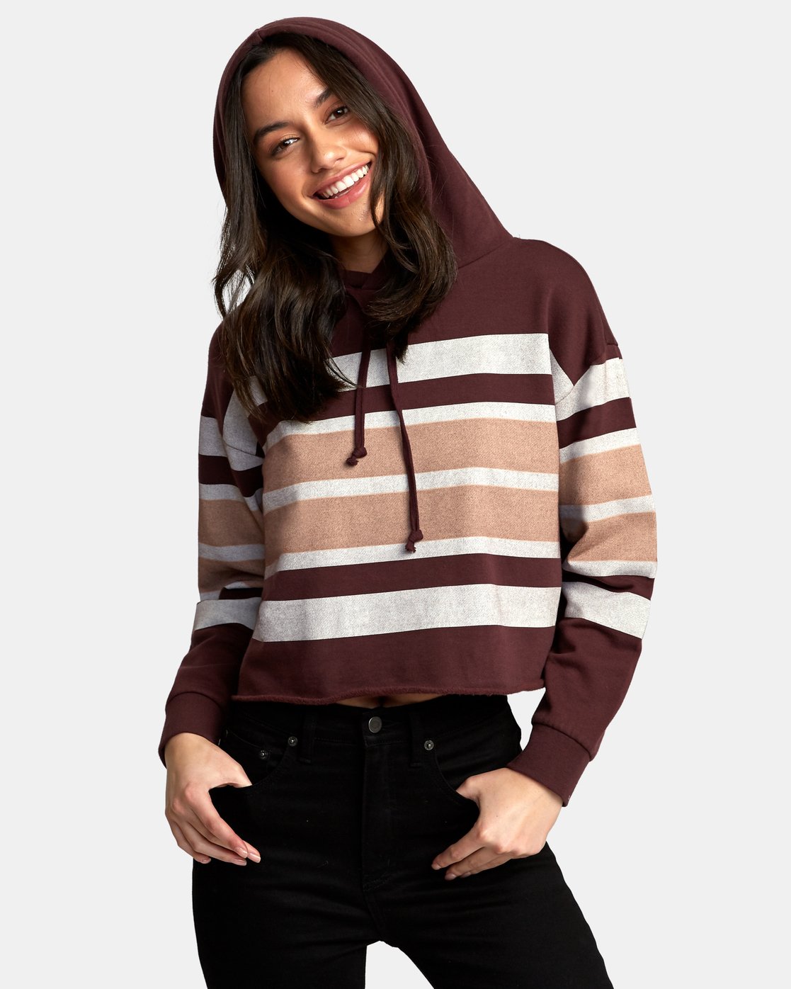 brown striped hoodie