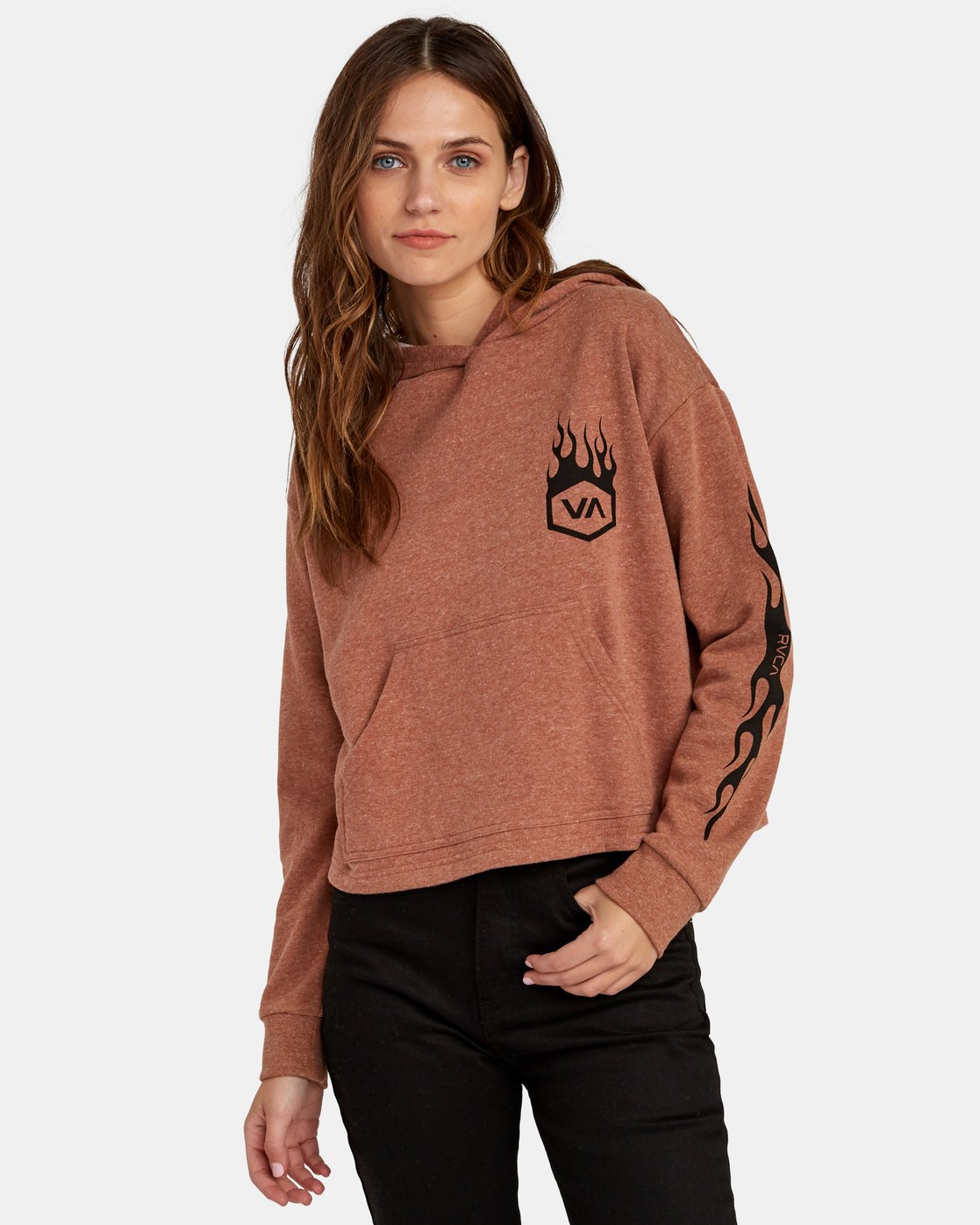tan rvca hoodie