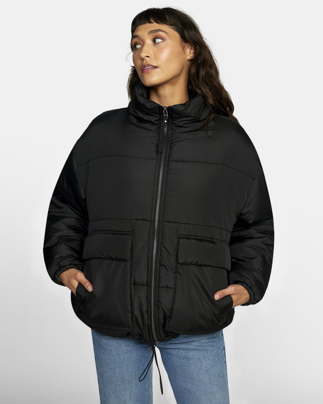 black puffa coat