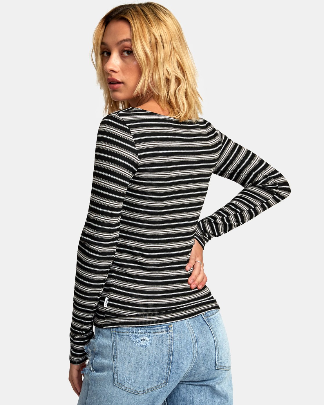 RVCA Womens Guarded Ribbed Long Sleeve Top