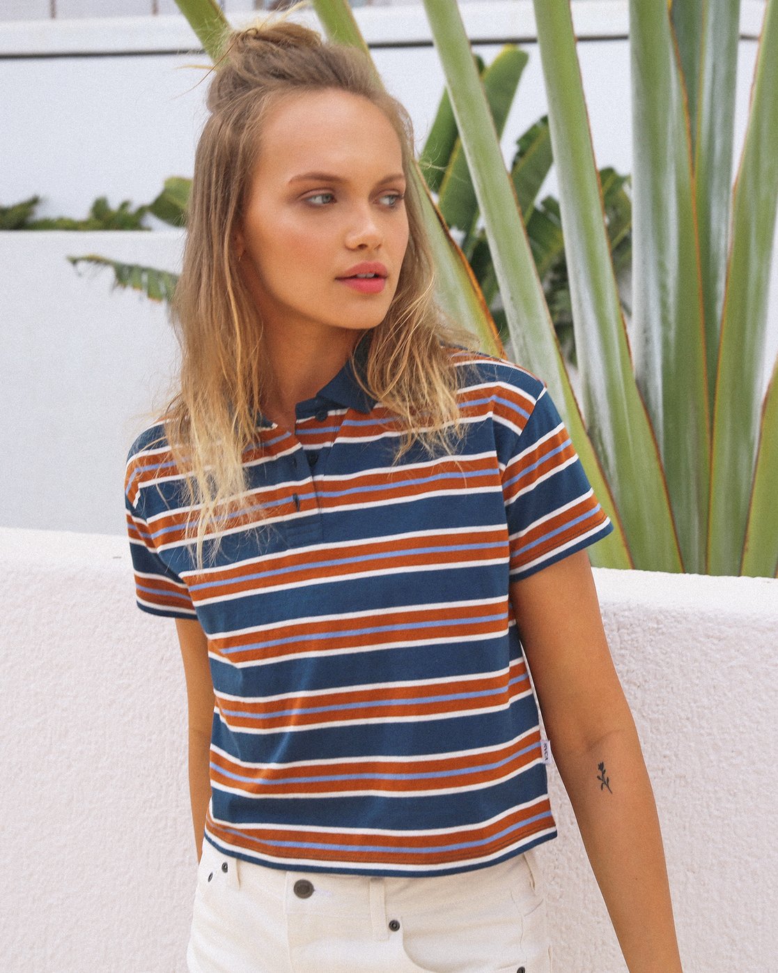 womens striped polo