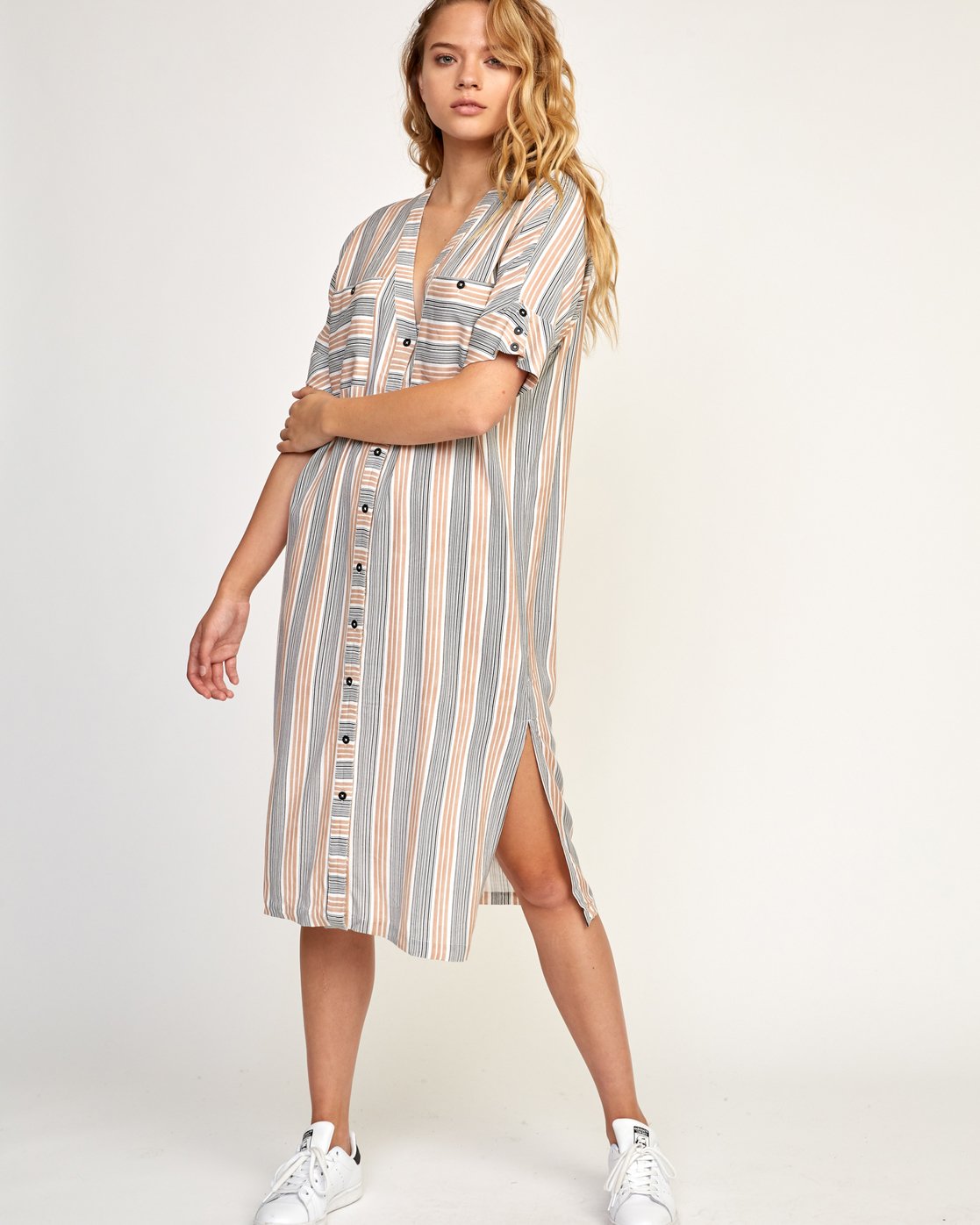 button up midi dress