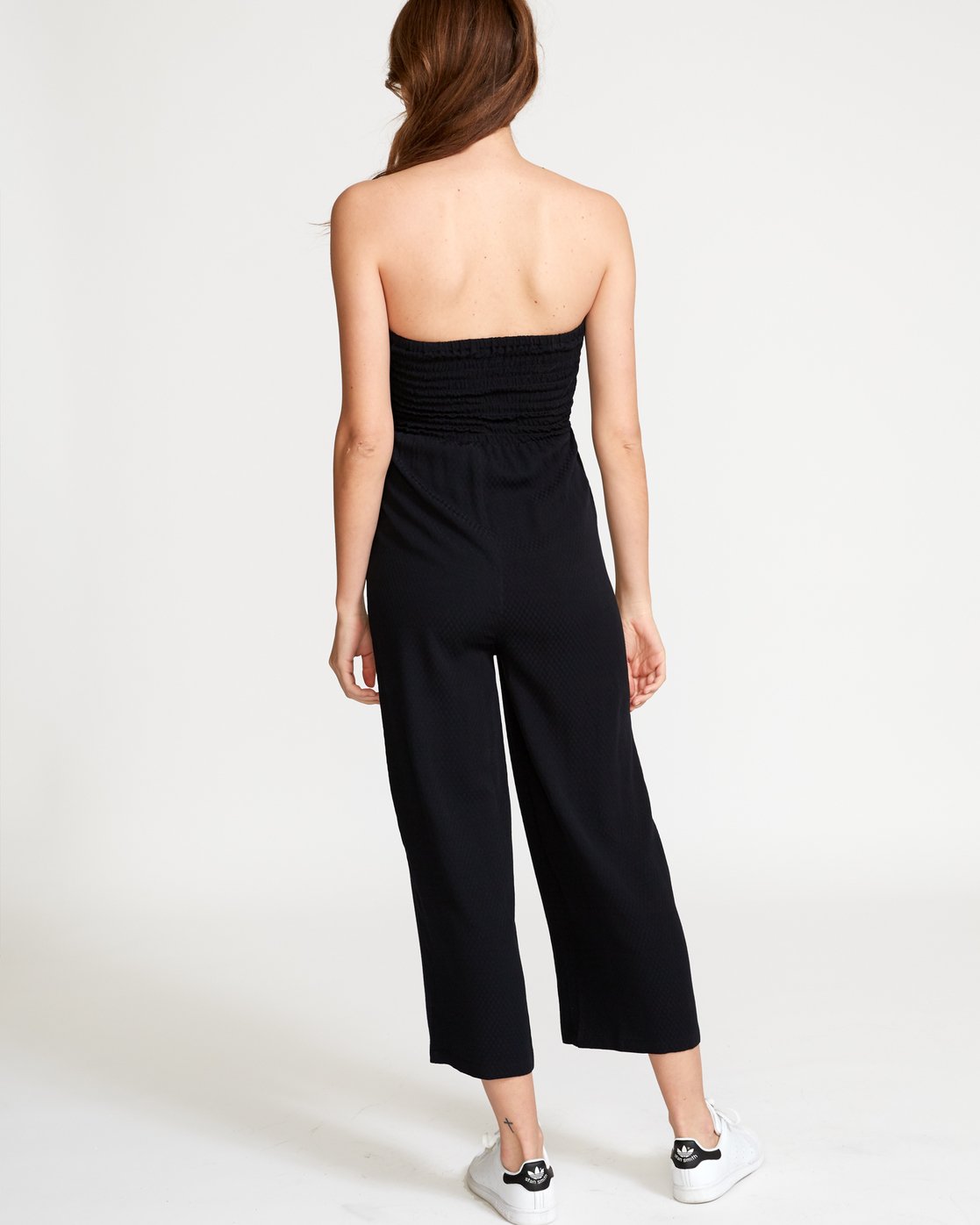 womens black strapless jumpsuit