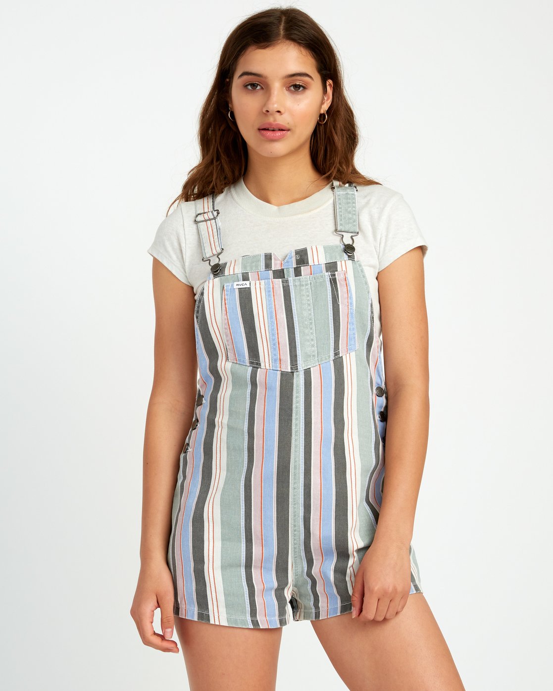 striped overall shorts