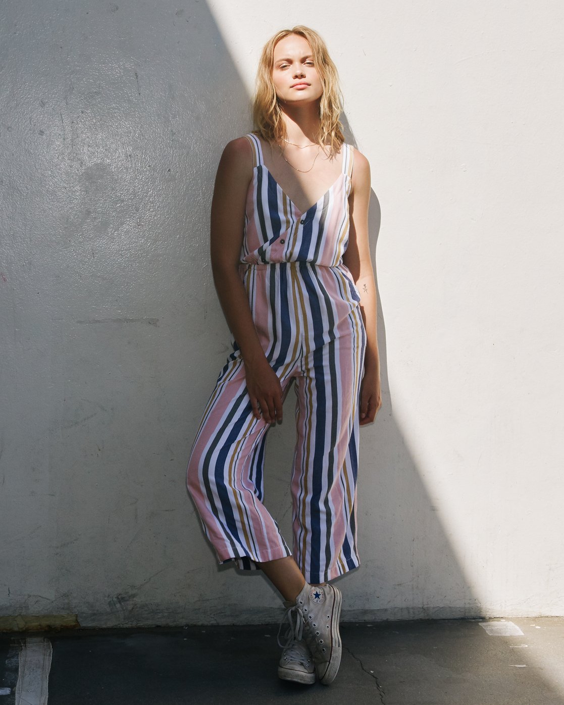 h and m striped jumpsuit
