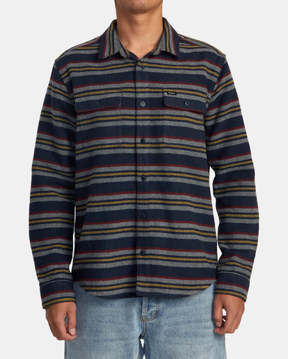 0 RVCA Blanket - Camicia a Maniche Lunghe da Uomo Blue AVYWT00366 RVCA