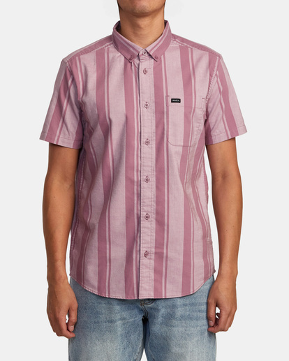 1 That'll Do Stretch Stripe - Short Sleeve Shirt for Men Purple AVYWT00379 RVCA