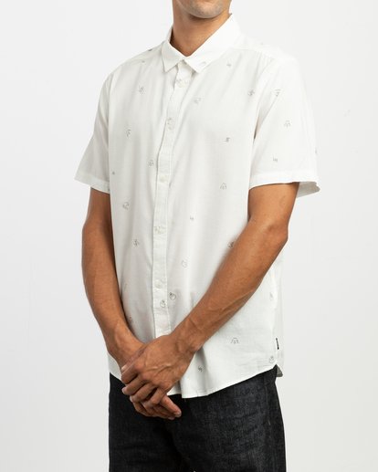 RVCA Mens Pommier Buds Short Sleeve Woven Button Front Shirt RVCA Mens Pommier Buds Short Sleeve Woven Button Front Shirt