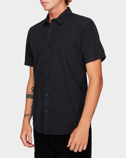 1 Crushed Short Sleeve Shirt Black R182191 RVCA