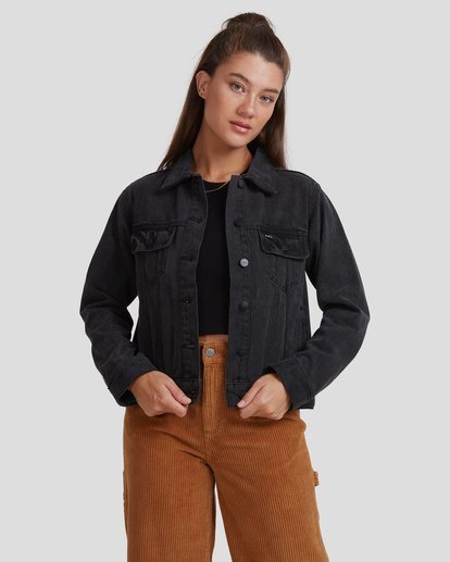 Rvca black best sale denim jacket