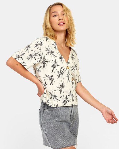 4 Farrell - Palm Print Shirt for Women Beige S3SHRFRVP0 RVCA