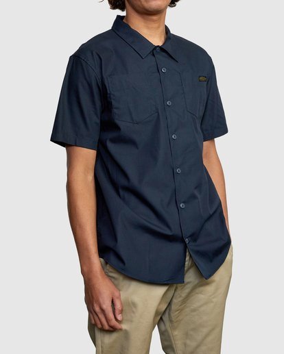 6 Recession Collection Day Shift - Short Sleeve Shirt for Men Blue W1SHRSRVP1 RVCA