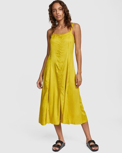 womens yellow midi dress