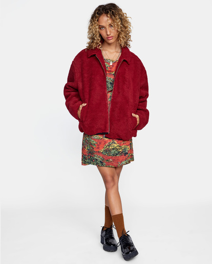 3 Savage - Veste en matière sherpa pour Femme Rouge Z3JKRGRVF1 RVCA