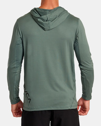rvca, Sport Vent - Top Técnico con Capucha para Hombre, OLD SAGE (bpg0) SPORT VENT LS HOOD AVYKT00285