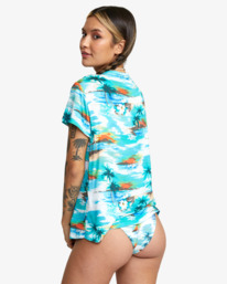 1 Recess - Camisa de Manga Corta para Mujer Azul C3TPRJRVP2 RVCA