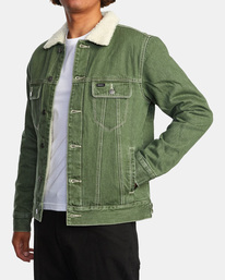 3 Waylon - Sherpa Lined Denim Jacket for Men Green F1WKRXRVF2 RVCA