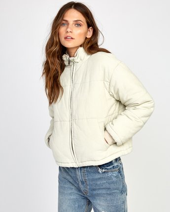 white cord puffer jacket