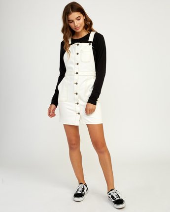 white denim overall dress