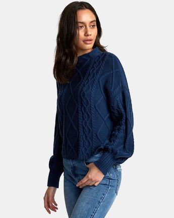 blue knit sweater