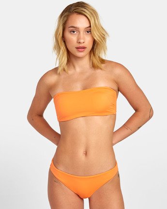 orange strapless bikini