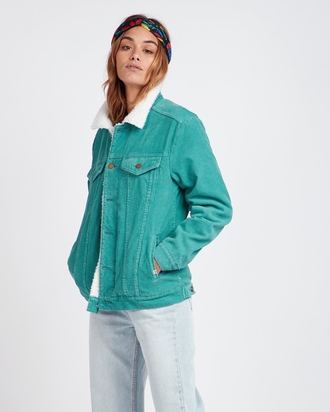 teal cord jacket