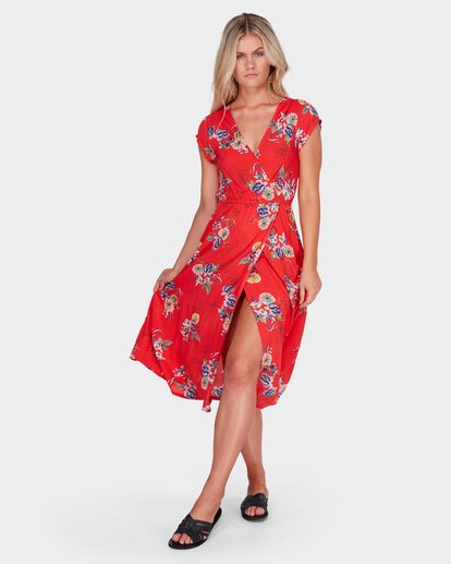 Billabong red shop floral dress