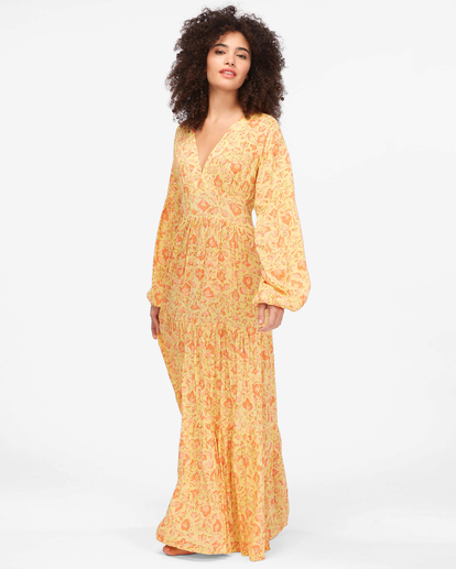 2 Cosmos - Robe midi pour Femme Jaune A3DR14BIW0 Billabong