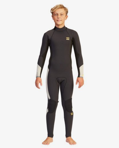 1 Boys' 4/3 Absolute Back Zip Full Wetsuit Black ABBW100110 Billabong