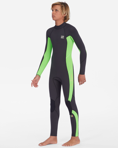 0 Boy's 4/3 Absolute Back Zip Full Wetsuit Green ABBW100127 Billabong