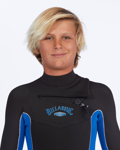 5 Boy's 3/2 Absolute Chest Zip Full Wetsuit Blue ABBW100129 Billabong