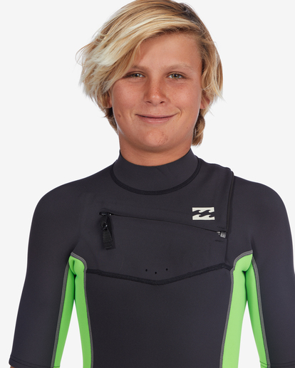 4 2/2mm Absolute - Muta Estiva a Maniche Corte con Zip sul Petto da Ragazzo 8-16 Green ABBW500106 Billabong
