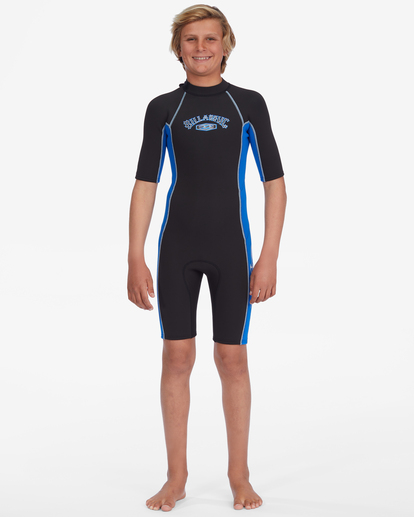 1 Boy's 2/2mm Absolute Short Sleeve Back Zip Springsuit Blue ABBW500109 Billabong