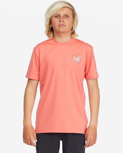 1 Boys' Crayon Wave Loose Fit Short Sleeve Surf Tee Orange ABBWR00122 Billabong