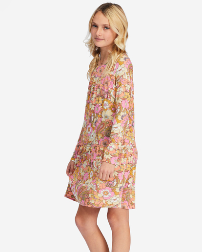 1 Girls' In The Wild Long Sleeve Mini Dress Brown ABGKD00142 Billabong