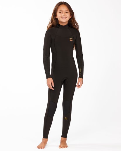 0 Girls' 4/3 Synergy Back Zip Full Wetsuit Black ABGW100108 Billabong