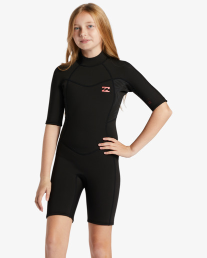 0 Girls 6-14 2/2 Synergy Back Zip Short Sleeve Springsuit Black ABGW500101 Billabong